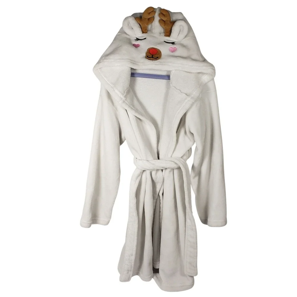American‎ Girl Christmas Kids White Reindeer Hooded M 10/12